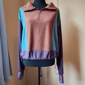 Youer Outta Seitz Colorblock Ribbed Quarter-Zip Pullover Sweater